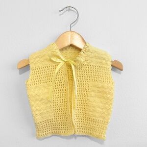 Handmade Lovely Crochet Knitted Baby Vest Knit Sweater Sunshine Yellow 3-6M